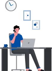 自宅や中小規模オフィスで仕事をするイラスト