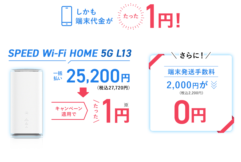 しかも端末代金がたった1円！